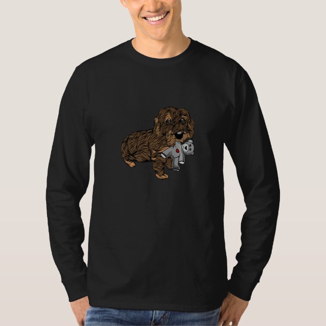 Camiseta Dachshund de Cabelo de Madeira Dachshund C (Frente)