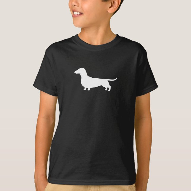 Camiseta Dachshund de cabelos curtos da silhueta | do cão (Frente)