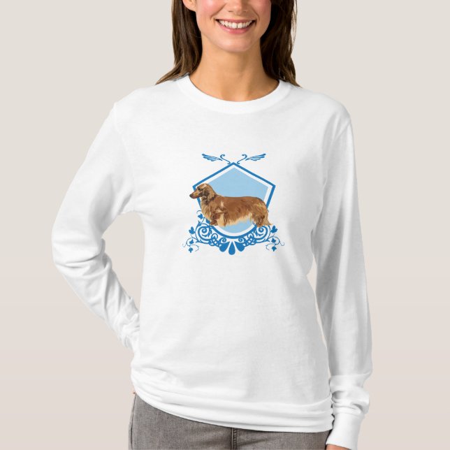 Camiseta Dachshund de cabelos longos (Frente)