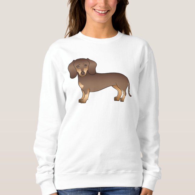 Camiseta Dachshund de Capa Lisa Chocolate e Bege Design (Frente)