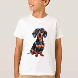 Camiseta Dachshund de desenho animado colorido