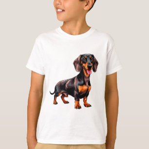 Camiseta Dachshund de desenho animado colorido