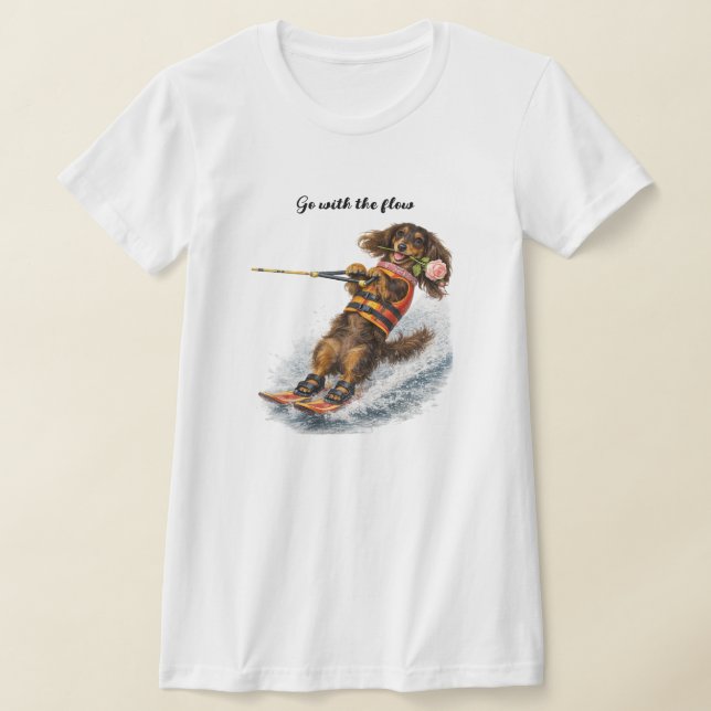 Camiseta Dachshund de Esqui Aquático (Postura )