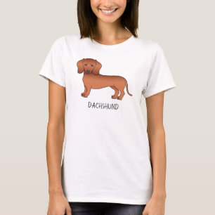 Camiseta Dachshund de Pelagem Lisa Vermelha Cachorro de Des