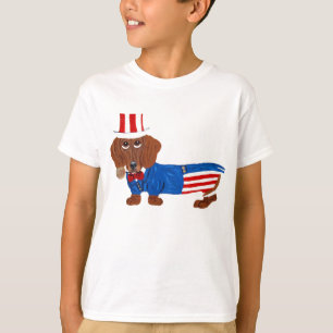 Camiseta Dachshund de Terno do Tio Sam