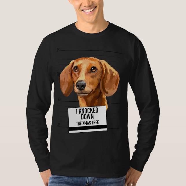 Camiseta Dachshund Derrubou Árvore Xmas (Frente)