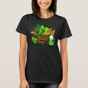 Camiseta Dachshund Dia de São Patrício Trevo Irlandês Amant