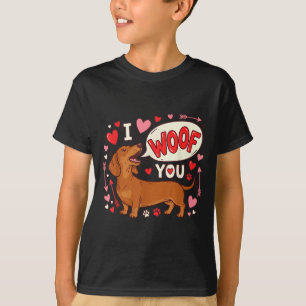 Camiseta Dachshund Dia dos Namorados Eu Late Você Amor Wien