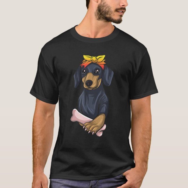 Camiseta Dachshund Difs Para Mulheres Crianças Dixie Dachsh (Frente)