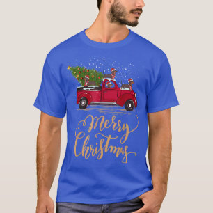 Camiseta Dachshund Dirigindo Caminhão de Árvore de Natal Da