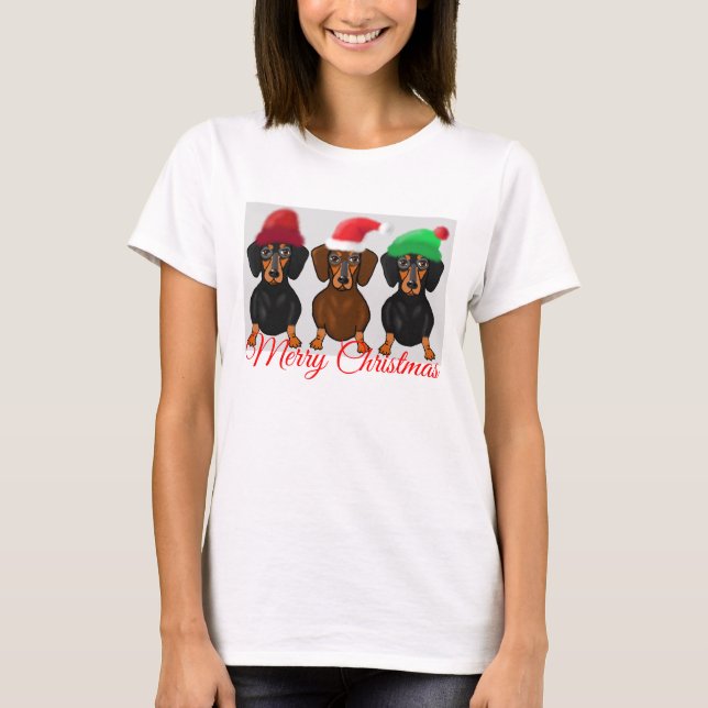 Camiseta Dachshund do Feliz Natal (Frente)