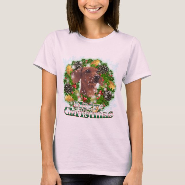 Camiseta Dachshund do Feliz Natal (Frente)