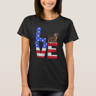 Camiseta Dachshund Dog American Flag Sunglass 4 de julho