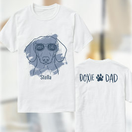 Camiseta Dachshund Dog Dad Shirt - Custom Name Ice Blue Tee