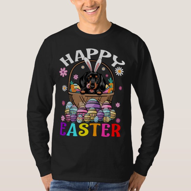 Camiseta Dachshund Dog Happy Easter Bunny Eggs Easter 1 (Frente)