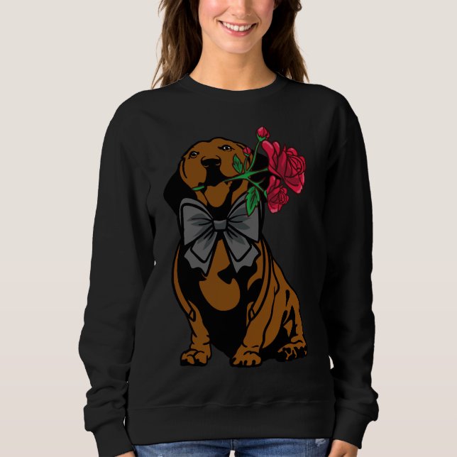 Camiseta Dachshund Dog Idea Dachshund Cavalheiros Com Rosa (Frente)