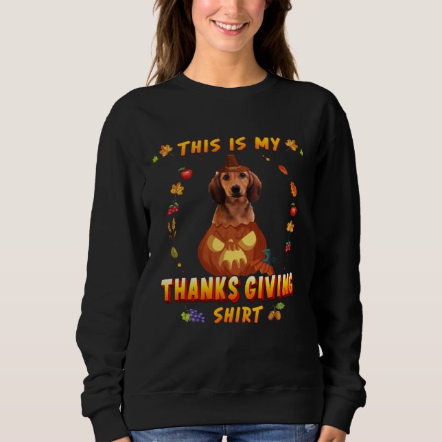 Camiseta Dachshund Dog In The Pumpkin This Is My Thanksgivi (Frente)