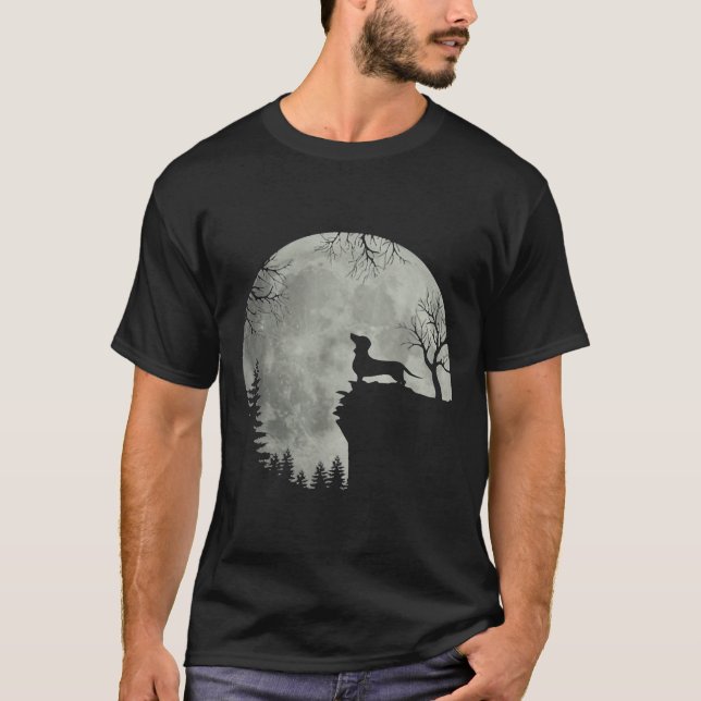Camiseta Dachshund Dog Moon Howl Em Forest Halloween Dog Da (Frente)