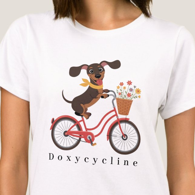 Camiseta Dachshund Dog On Bike Doxycycline Cycling (Criador carregado)