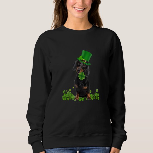 Camiseta Dachshund Dog Shamrock St. Patrick's Day Saint Pad (Frente)
