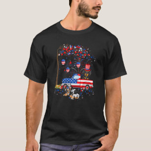 Camiseta Dachshund Dog & Truck American Flag Patriótico jul