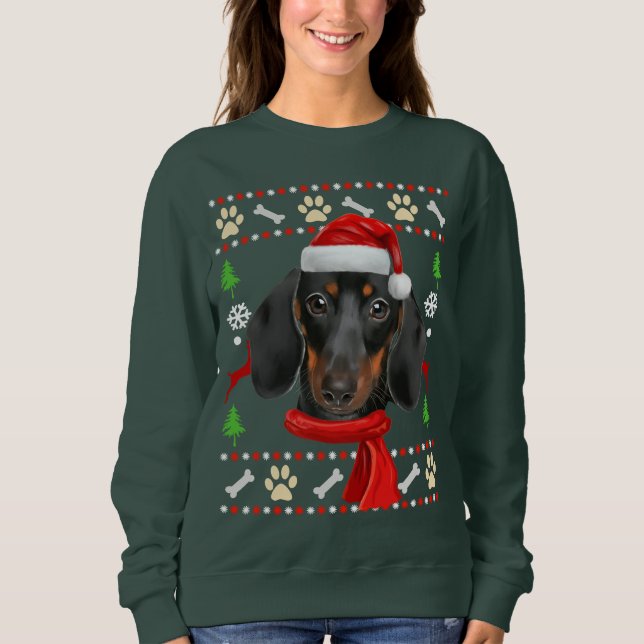 Camiseta Dachshund Dog Ugly Christmas (Frente)
