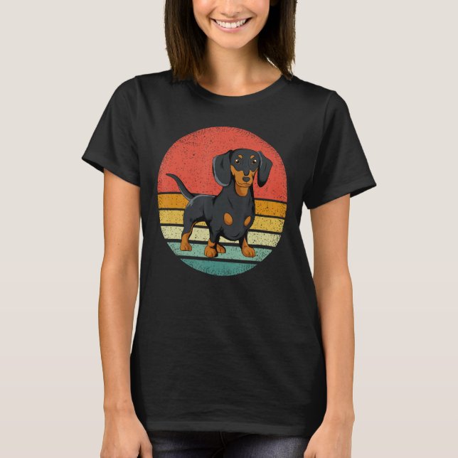 Camiseta Dachshund Dog Vintage Retro Weiner Dog Gift (Frente)