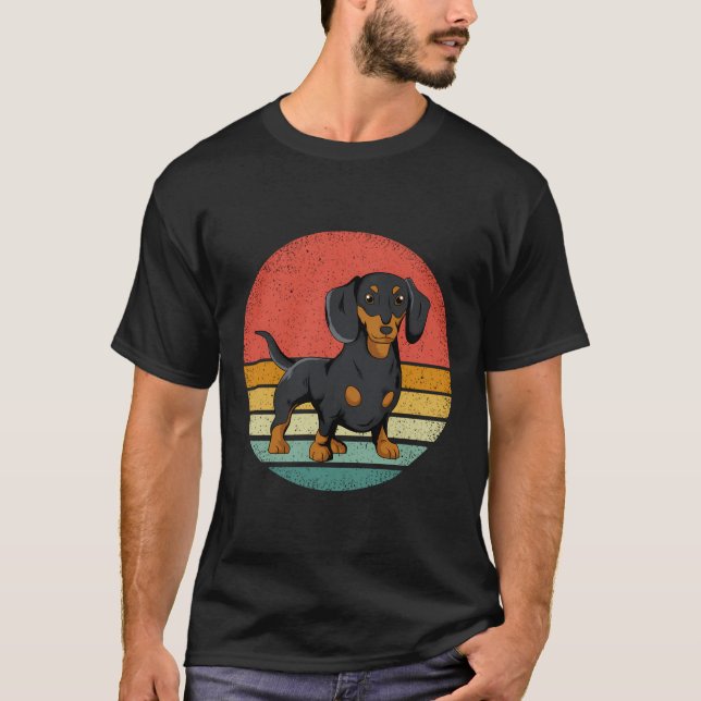 Camiseta Dachshund Dog Vintage Retro Weiner Dog Gift (Frente)