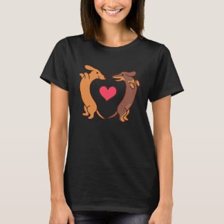Camiseta Dachshund Dogs Heart Wiener Dia de os namorados Me