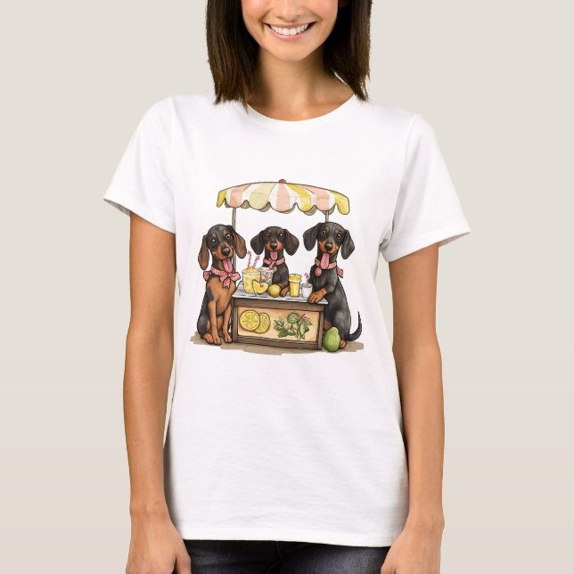 Camiseta Dachshund Dogs Lemonade Stand (Frente)