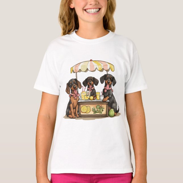 Camiseta Dachshund Dogs Lemonade Stand (Frente)