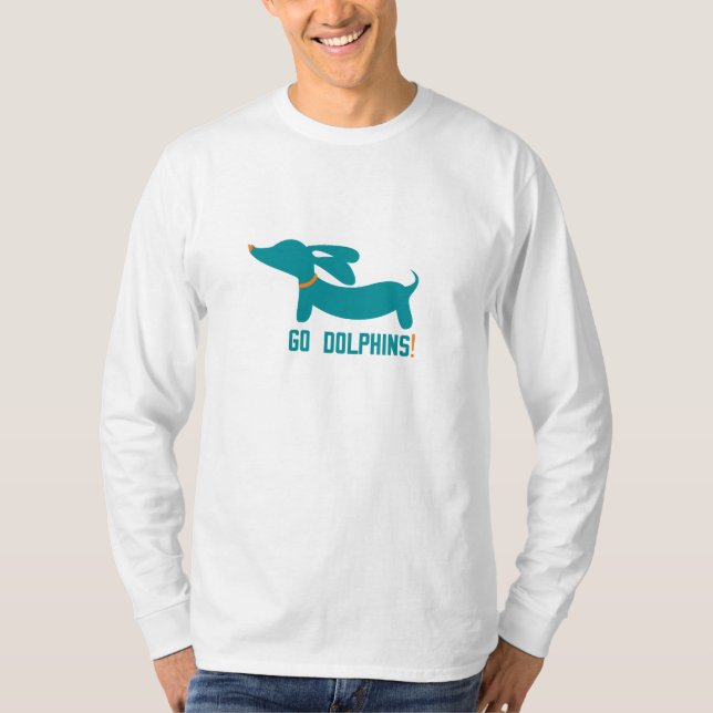 Camiseta Dachshund + Dolphins NFL Colors (Frente)