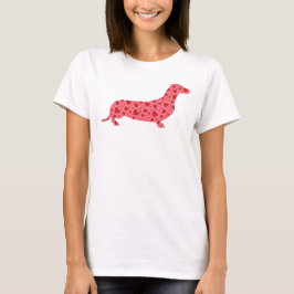 Camiseta Dachshund dos corações dos namorados
