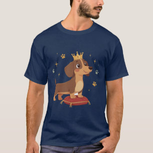 Camiseta Dachshund Duque Cachorro Salsicha Fofa Coroa Real