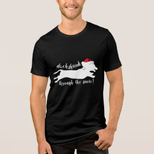 Camiseta Dachshund durante as férias de Natal da neve