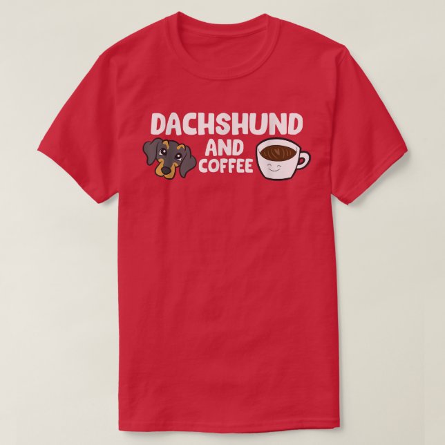 Camiseta Dachshund E Café (Frente do Design)