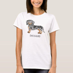 Camiseta Dachshund E Texto De Cabelo Curto Preto E Barrado