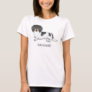 Camiseta Dachshund E Texto De Cabelo Longo Preto E Tano