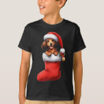 Camiseta Dachshund Em Sock Christmas Santa Hat Xmas Dog Lov<br><div class="desc">Dachshund Em Sock Natal Santa Hat Cão De Natal</div>