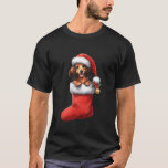 Camiseta Dachshund Em Sock Christmas Santa Hat Xmas Dog Lov<br><div class="desc">Dachshund Em Sock Natal Santa Hat Cão De Natal</div>