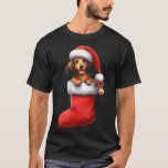 Camiseta Dachshund Em Sock Christmas Santa Hat Xmas Dog Lov<br><div class="desc">Dachshund Em Sock Natal Santa Hat Cão De Natal</div>