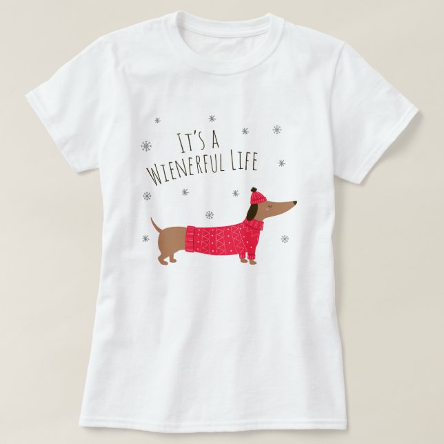 Camiseta Dachshund engraçado de Natal  (Frente do Design)