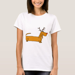 Camiseta Dachshund engraçado do Natal como a rena