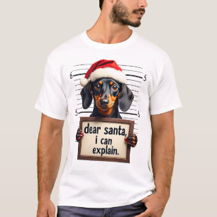 Camiseta Dachshund Engraçado Natal Querido Papai Noel Posso
