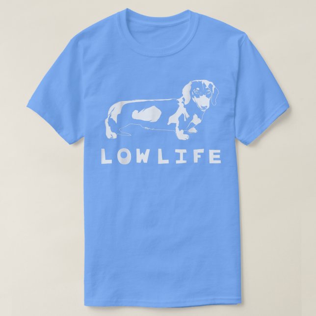 Camiseta Dachshund Engraçado Vida de Merda 237 (Frente do Design)
