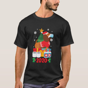 Camiseta Dachshund Face Mask Engraçado Pajama De Natal Para