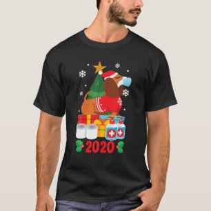 Camiseta Dachshund Face Mask Engraçado Pajama De Natal Para