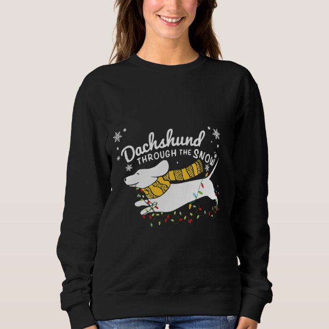 Camiseta Dachshund Fairy Lights Through The Snow (Frente)