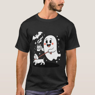 Camiseta Dachshund Fantasma Engraçado Halloween Temporada A