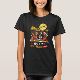 Camiseta Dachshund Feliz Hallothanksmas Halloween Dia de Aç